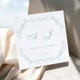 ダスティブルーヴィンテージフローラロマン結婚ティック スタンダードカクテルナプキン