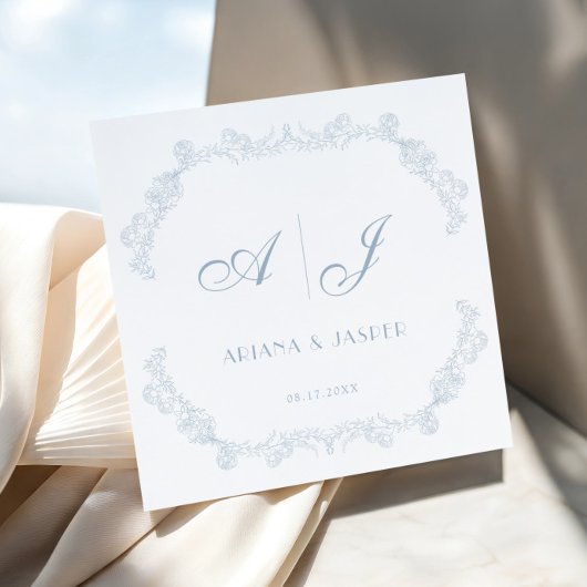 ダスティブルーヴィンテージフローラロマン結婚ティック スタンダードカクテルナプキン