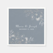 ダスティブルーヴィンテージフローラ結婚ズナプキン スタンダードカクテルナプキン (正面)