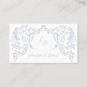 ダスティブルーヴィンテージフローリッシュQRコードウェブサイトカード プレイスカード (裏面)