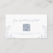 ダスティブルーヴィンテージフローリッシュQRコードウェブサイトカード プレイスカード (正面)