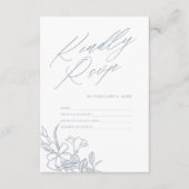 ダスティブルーヴィンテージモダンフローラ結婚式RSVP エンクロージャーカード (正面)