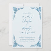 ダスティブルーヴィンテージルッキング結婚ズ 招待状 (正面)