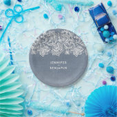 ダスティブルーヴィンテージレース結婚ズ ペーパープレート (パーティー)