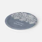 ダスティブルーヴィンテージレース結婚ズ ペーパープレート (アングル)