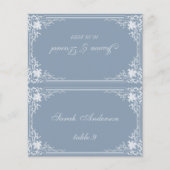 ダスティブルーヴィンテージ印刷名結婚の座席表 (正面)