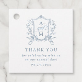 ダスティブルーヴィンテージ結婚クレストありがとう フェイバータグ