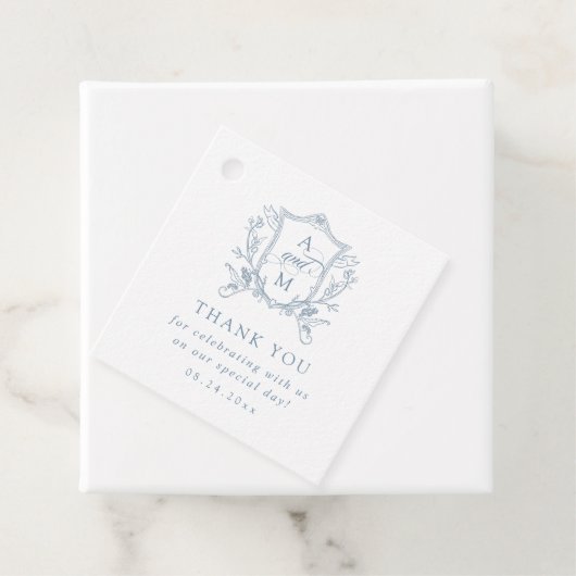 ダスティブルーヴィンテージ結婚クレストありがとう フェイバータグ (インサイチュ)