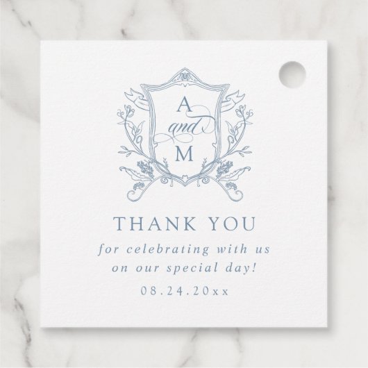 ダスティブルーヴィンテージ結婚クレストありがとう フェイバータグ (裏面)