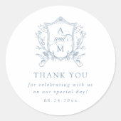ダスティブルーヴィンテージ結婚クレストありがとう ラウンドシール (正面)