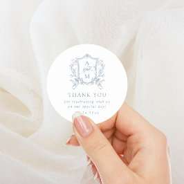 ダスティブルーヴィンテージ結婚クレストありがとう ラウンドシール