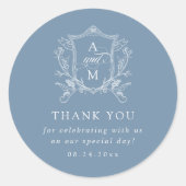 ダスティブルーヴィンテージ結婚クレストありがとう ラウンドシール (正面)
