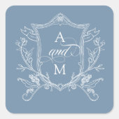 ダスティブルーヴィンテージ結婚クレスト スクエアシール (正面)