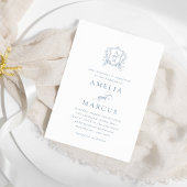 ダスティブルーヴィンテージ結婚クレスト 招待状