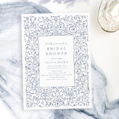ダスティブルーヴィンテージ華美フレームブライダルシャワー 招待状