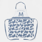 ダスティブルー名前をカスタムする&モノグラムカウパターン エプロン (正面)