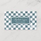 ダスティブルー市松模様にボード 名刺 (正面)