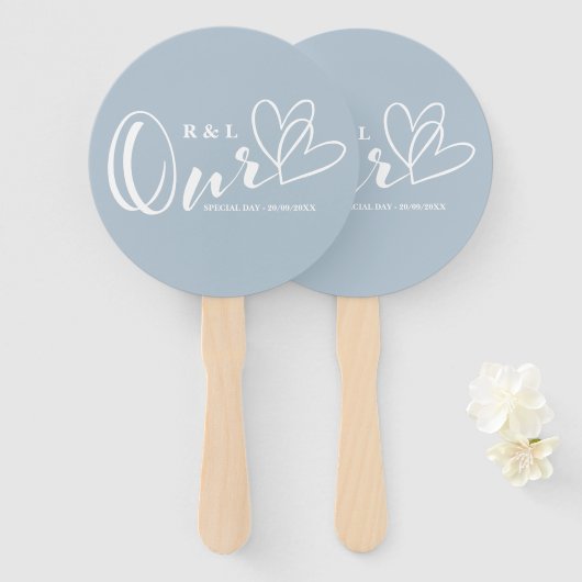 ダスティブルー我々のハート結婚/記念日 ハンドファン (正面&裏面)