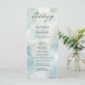 ダスティブルー抽象芸術ブラシストローク結婚式 プログラム (スタンド正面)