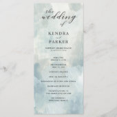 ダスティブルー抽象芸術ブラシストローク結婚式 プログラム (正面)