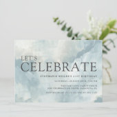 ダスティブルー抽象芸術ブラシストローク21歳の誕生日 招待状 (スタンド正面)