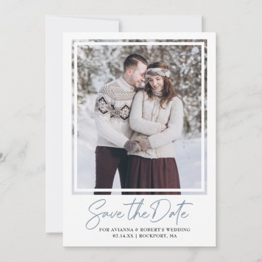 ダスティブルー文字と写真 セーブザデート (正面)