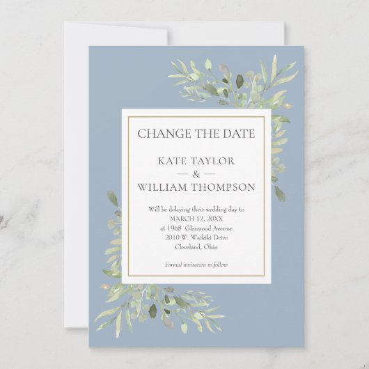 ダスティブルー日付を変更する水の色の緑 セーブザデート (正面)