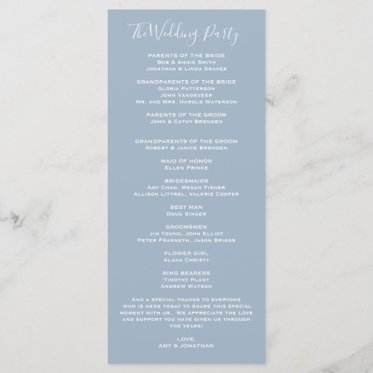 ダスティブルー春フローラ牡丹結婚式 プログラム (裏面)