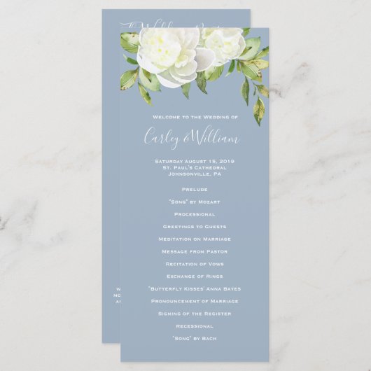 ダスティブルー春フローラ牡丹結婚式 プログラム (正面/裏面)