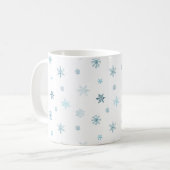 ダスティブルー水彩雪の結晶マグ コーヒーマグカップ (正面左)