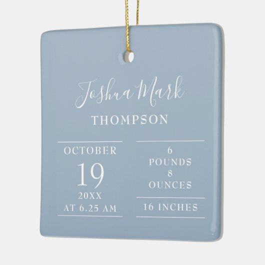ダスティブルー男の赤ちゃん誕生統計の写真 セラミックオーナメント (左)