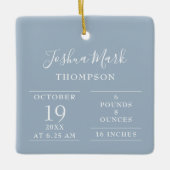 ダスティブルー男の赤ちゃん誕生統計の写真 セラミックオーナメント (正面)
