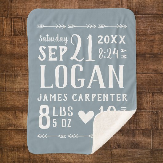 ダスティブルー男の赤ちゃん誕生統計キープサケ シェルパブランケット