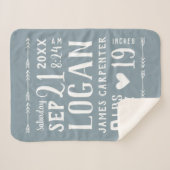 ダスティブルー男の赤ちゃん誕生統計キープサケ シェルパブランケット (正面(横))