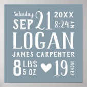 ダスティブルー男の赤ちゃん誕生統計キープサケ ポスター (正面)