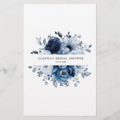 ダスティブルー石板ネイビーフローラブライダルシャワーゲーム (裏面)