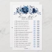 ダスティブルー石板ネイビーフローラブライダルシャワーゲーム (正面/裏面)