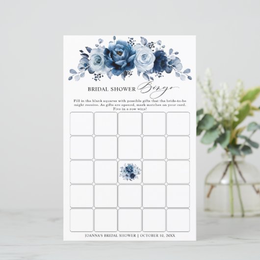 ダスティブルー石板ネイビーフローラブライダルシャワービンゴ (スタンド正面)