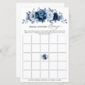ダスティブルー石板ネイビーフローラブライダルシャワービンゴ (正面/裏面)