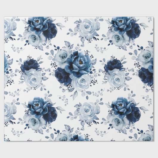 ダスティブルー石板ネイビーフローラボ結婚タニカルズラ ラッピングペーパー (フラット)
