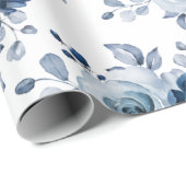 ダスティブルー石板ネイビーフローラボ結婚タニカルズラ ラッピングペーパー (ロールコーナー)