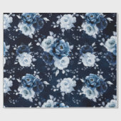 ダスティブルー石板ネイビーフローラボ結婚タニカルズラ ラッピングペーパー (フラット)