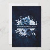 ダスティブルー石板ネイビーフローラボ結婚タニカルInv 招待状 (裏面)
