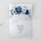 ダスティブルー石板ネイビーブライダルシャワー結婚ズ サンキューカード (内部)