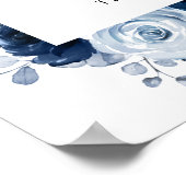 ダスティブルー石板ネイビーボタニカルカード&ギフト ポスター (角)