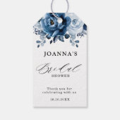 ダスティブルー石板ネイビーボタニカルブライダルシャワー ギフトタグ (裏面)