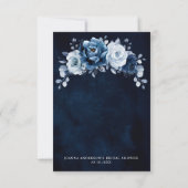 ダスティブルー石板ネイビーボタニカルブライダルシャワー サンキューカード (裏面)