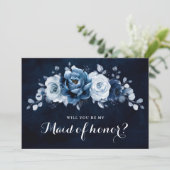 ダスティブルー石板ネイビー私のメイド・オブ・オーナー(花嫁付き添い人) 招待状 (スタンド正面)