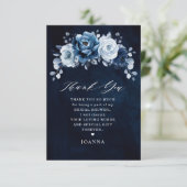 ダスティブルー石板ネービーボタニックブライダルシャワー サンキューカード (スタンド正面)