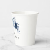 ダスティブルー石板ネービーボタニックブライダルシャワー     紙コップ (左)